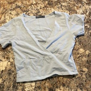 Brandy Melville light blue cropped shirt